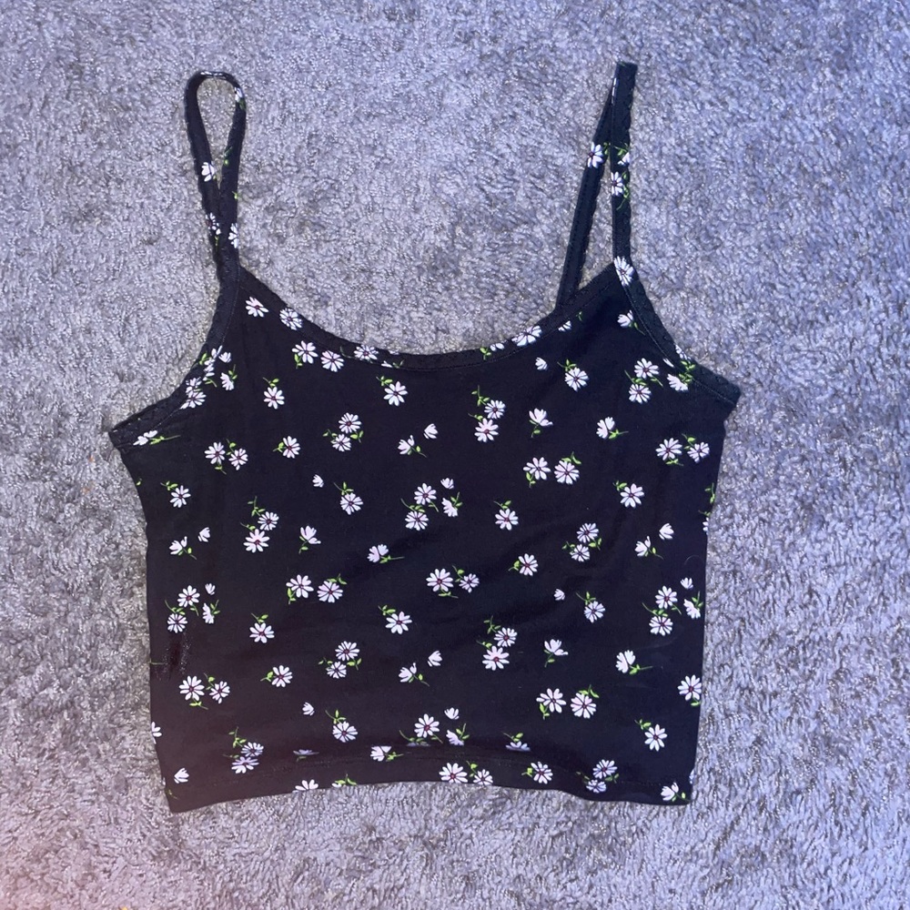 Black floral tank top from forever 21